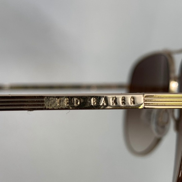 Ted Baker London Gold Aviator Sunglasses TWS226 57-14 Brown Gradient Lenses - Picture 4 of 8